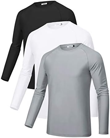 Sykooria 3 חבילה אימון שרוול ארוך של גברים, חולצות טריקו UPF 50+ UV הגנה על שמש קירור קירור קירור יבש מהיר חולצה