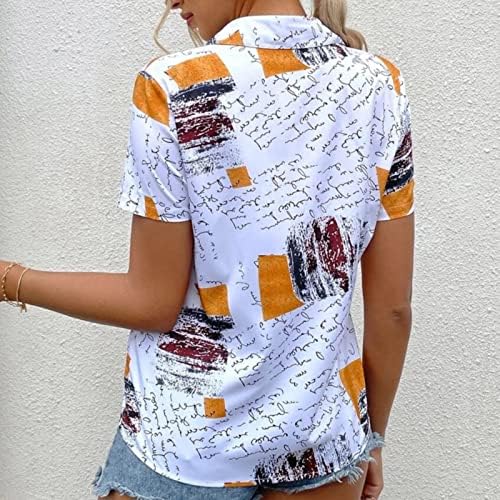 חולצות לנשים גרפי נשים של קיץ אופנה גרפי הדפסת דש קרדיגן מזדמן קצר שרוול חולצה
