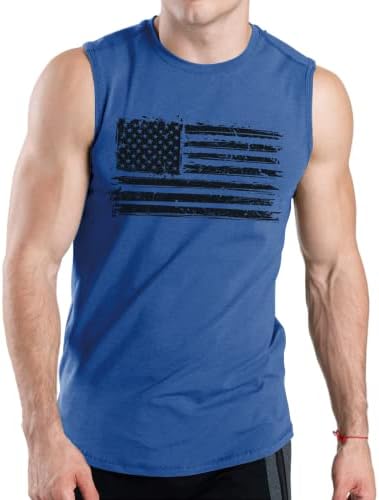 חולצת אימון חדר כושר גרפית דגל אמריקאי גופיית שרירים של גברים