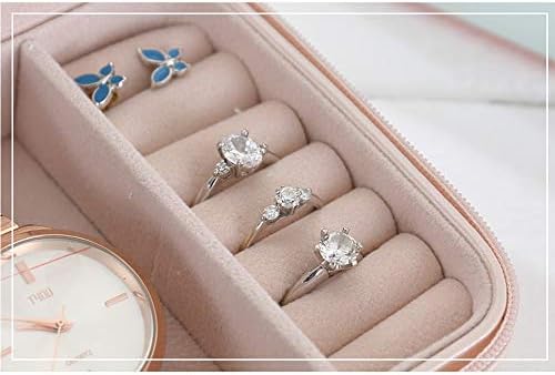 קופסת תכשיטים קטנה של G-Tree, מארז אחסון נסיעות לטבעות ועגילים, מחזיק טבעת עור נייד- מתנה לבנות ונשים