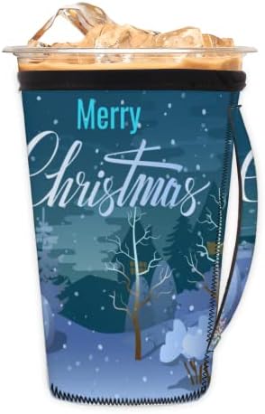 חג המולד שמח שלג 01 שרוול קפה קרח שימוש חוזר עם שרוול כוס ניאופרן של שרוול סודה, לאטה, תה, משקאות, בירה