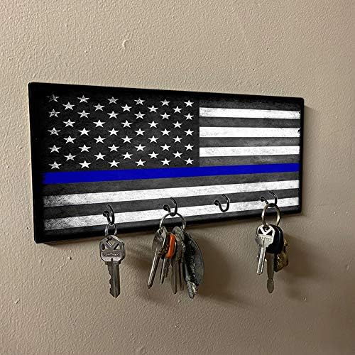 אחווה דק כחול אכיפת חוק אכיפת דגל אמריקאי מארגן דגל אמריקאי מארגן קיר הר קיר מתלה למחזיקים מפתחות הבית טבעת קולבים