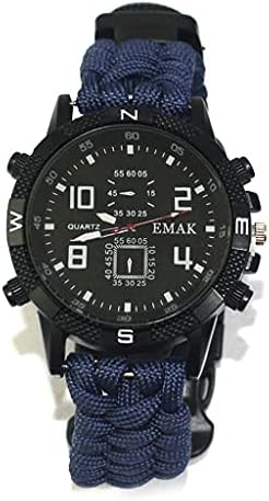TJLSS גברים שעון צבאי שעון יד עמיד למים LED קוורץ שעון חיצוני שעון ספורט מצפן מדחום חירום שעון חירום
