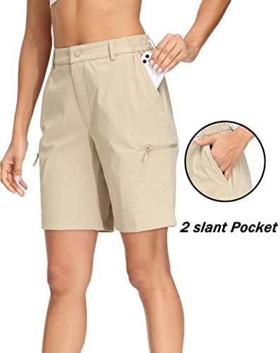 מכנסי טיולים קצרים של Kefitevd לנשים קלות משקל קל משקל קלות מכנסי מתיחה נושמים מהירים עם כיסי