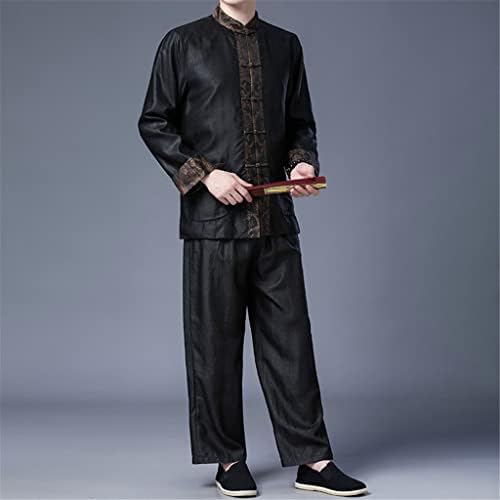 DHTDVD חולצה עם שרוולים ארוכים משי משי סגנון משי חליפת משי סינית חליפה בסגנון סיני