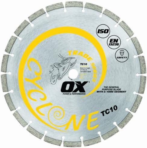 OX OX-TC10-12-20 סחר מטרה כללית להב 12 אינץ 'להב יהלום, 20 ממ נשא