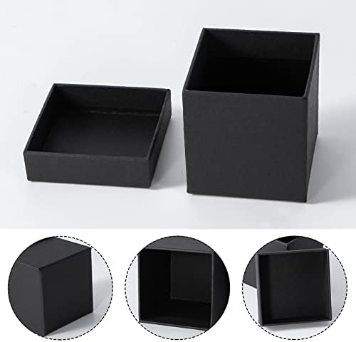 קופסת מתנה שחורה של DEDOOT, חבילה של קופסת מתנה 6 מרובעת עם מכסים, 3x3x3 אינץ