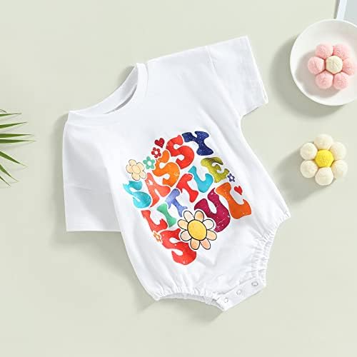 תינוקת תינוקת שרוול קצר שרוול רומפר גוף גוף מכתב פרחים מודפסים בגדי קיץ