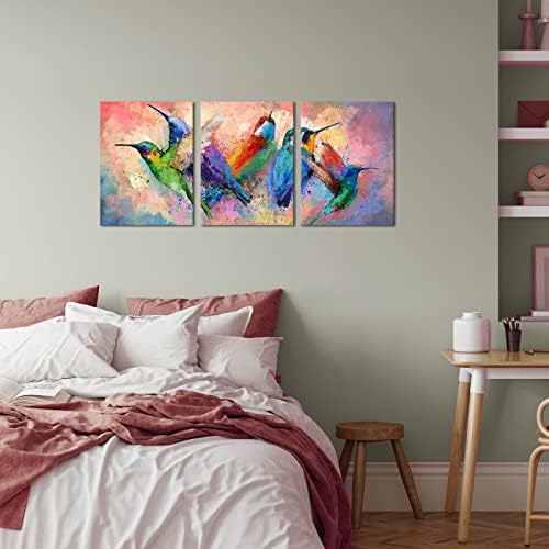 Sechars Hummingbird קיר קיר תפאורה מופשטת ציור ציפורים צבעוני הדפסים קישוטי מטבח בסלון מודרני