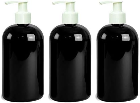 גרנד פרפומים ריקים 16 גרם בקבוקי מתקן סבון פלסטיק שחור עם משאבות קרם לבנות, לג'ל, סבון, שמפו, קרם גוף,