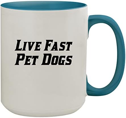 מוצרי מולנדרה חיים כלבי חיות מחמד מהירים - 15oz בצבע קרמיקה פנימית ודירת ספל קפה, כחול בהיר