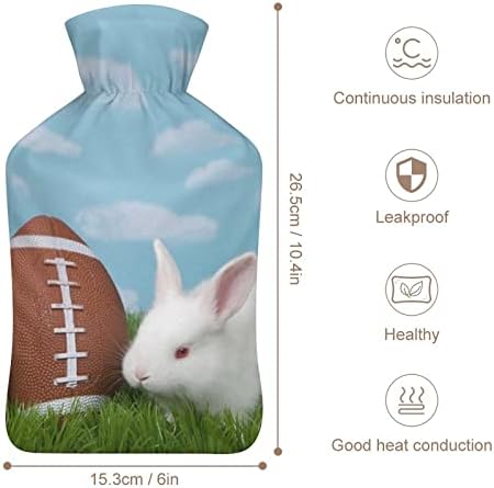 בקבוק מים חמים ארנב עם כיסוי רך לדחיסה חמה וטיפול בקור הקלה על כאבים 6 על 10.4 אינץ