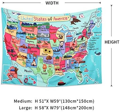אלינסהום שטיח ארצות הברית מפת קריקטורה אמריקה ארהב מדינה הפצה צבעוני חינוכיים קיר ילדים שינה משתלת בכיתה