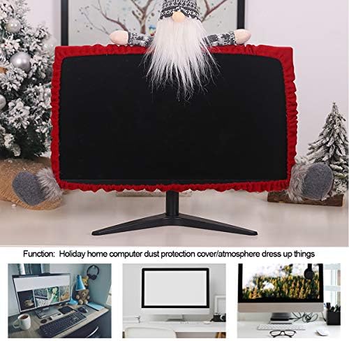 חג המולד מחשב צג כיסוי חג המולד גמד מחשב מקרה מסך גבול מגן עבור בית משרד דקור חדש מתנה לשנה גריי