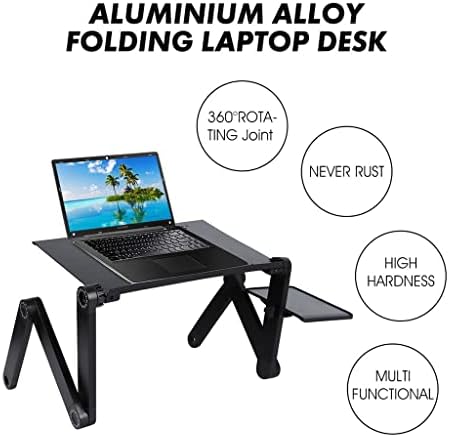 Lhllhl מתכוונן שולחן נייד אלומיניום נייד למיטת טלוויזיה ארגונומית מעמד שולחן מחשב דוכן שולחן שולחן