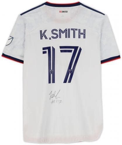 ממוסגר Kimarni Smith D.C. יונייטד עם חתימה משומשת משומשת 17 גופייה לבנה מעונת 2022 MLS - Size