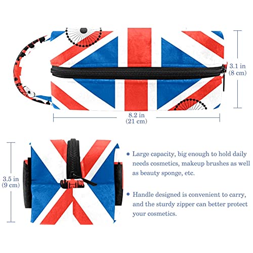 תיק איפור טיול תיק קוסמטי דגל בריטי עם לונדון נוף טואלט תיק טואלט מארגן כיס עם רוכסן וידית
