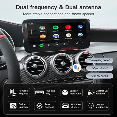 Android Auto Auto Audapter אלחוטית Carabc 2023 AA דונגל תקע ומשחק 5GHz wifi Auto Connect אין