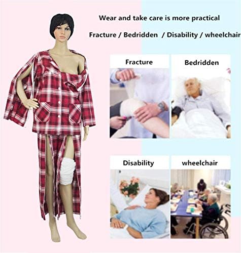 GAOFAN נשים חליפת סיעוד הגדרת ניתוחי נכות חולים שיתוק בגדים לטיפול בחולים מרותק למיטה - רוכסן, קל ללבוש,