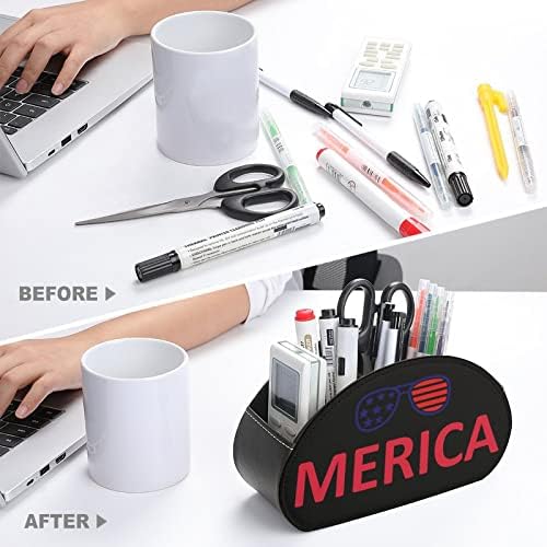 הדפסת דגל אמריקאית הדפסת טלוויזיה טלוויזיה בשלט רחוק מחזיק תיבת עור PU מעור 5 מגש למארגן שולחן עבודה
