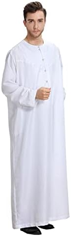 גברים של שמלת חולצה גברים של מזדמן מוסלמי ערבי התיכון מוצק צבע עגול צוואר ארוך שרוול גלימה