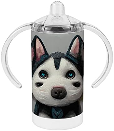 קריקטורה האסקי כוס קש - כלב עיצוב תינוק כוס קש-האסקי סיבירי כוס קש