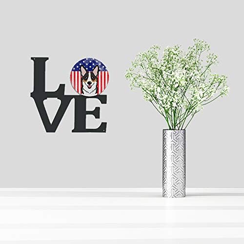 אוצרות קרוליין ב2185 דגל אמריקאי וטריקולור קורגי קיר מתכת יצירות אמנות אהבה,