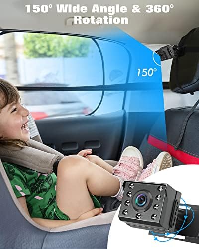 זאקרו 1080 מצלמה לרכב לתינוק למושב אחורי-מצלמת תינוק 4.3 אינץ ' לרכב עם ראיית לילה, 150 תצוגת זווית