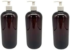 מארז 3 עוז 32-בקבוקי פלסטיק ענבר בוסטון-משאבה לבנה-לשמנים אתריים, בשמים, מוצרי ניקוי-תוצרת ארצות הברית-על ידי