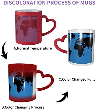 Moliae World Map ספלים מודפסים חום רגיש לחום ספל קפה קרמי, כוס תה חלב, מתנת יום הולדת לחג