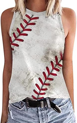 גופיות קיץ שלמות לנשים בייסבול הדפס בייסבול אפוד צווארון צוואר שרוולים חולצת חולצה סווטשירט חולצה
