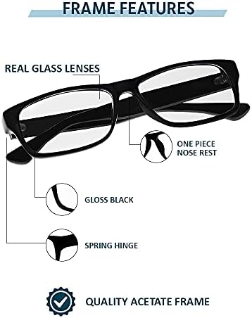 משקפי קריאה של זכוכית אמיתית עם עדשות זכוכית אמיתיות ברורות במסגרת סגנון חנון זמינות בהגדלת קריאה
