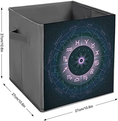 עיגול הורוסקופ, סמלי גלגל המזלות מתקפלים קוביות אחסון קוביות קופסאות 11 אינץ 'פחי אחסון מתקפלים