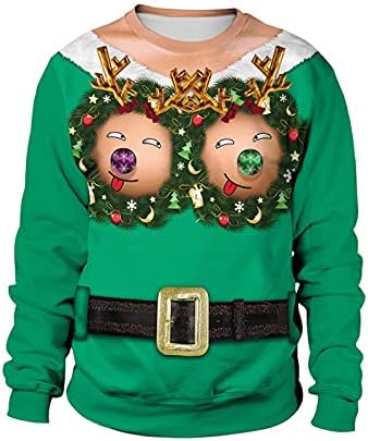 נשים וגברים מצחיקים הדפס חג מולד צמרות אופנה חורפית חממה חולצה סווטשירט סווטשירט סווטשירט עם כיס עם כיס