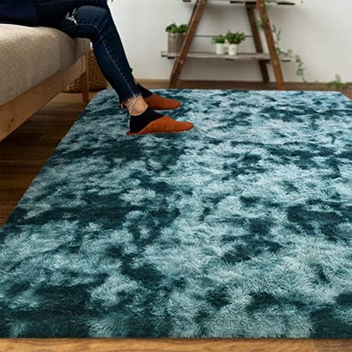 שטיחים גדולים ומטושטשים במיוחד שטיחים רכים, שטיחים בצבע עניבה בגודל 6x9 רגל לחדר שינה סלון בנות לילדים חדר