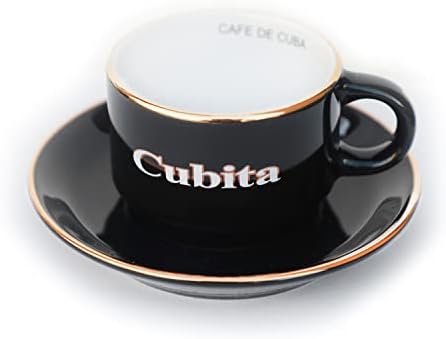 כוסות אספרסו ביבי המוגדרות לקפה קובני, 6 כוסות קרמיקה קטנות עם צלוחיות תואמות - טזאס דה קפה קוביטה
