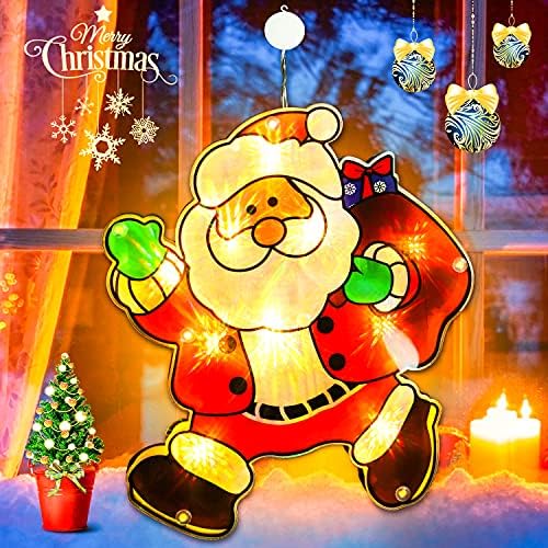קישוטי חג המולד של דנלי חלון אורות תלייה תפאורה, אורות עץ חג המולד אורות סוללה קישוטי חלון המופעלים