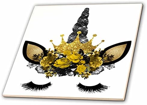 3רוז גלאם תמונה של זהב ושחור חד קרן פנים איור-אריחים