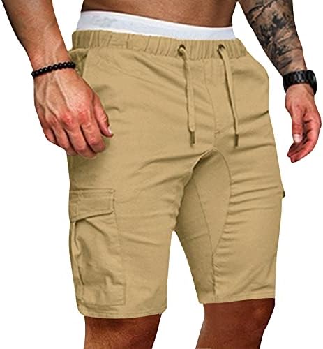 מכנסי מטען של Bifuton Mens, מכנסי מטען לגברים קצרים מותניים אלסטיים רגועים מתאימים מכנסיים מזדמנים קיץ