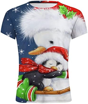 ZDFER Mens Tshirts שרוול קצר, צמרות צווארון מודפסות לחג המולד חולצות חולצות חולצות חולצות אימון מזדמן לגברים
