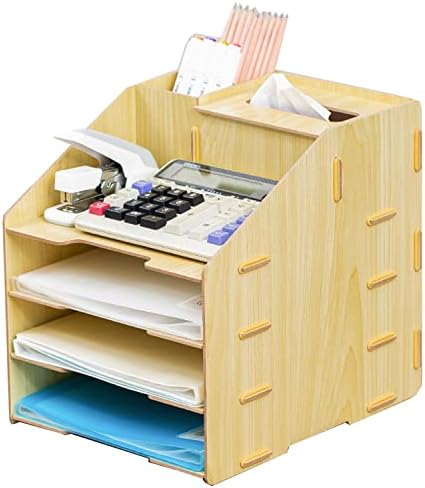 קובץ אחסון שולחן העבודה של ארגון שולחן העבודה של Engjajo מעץ יכול לאחסן נייר A4, מגזינים