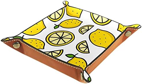 אייסו הדר פירות לימון דפוס עור חדרן מגש ארגונית עבור ארנקים שעונים מפתחות מטבעות טלפונים סלולריים וציוד משרדי