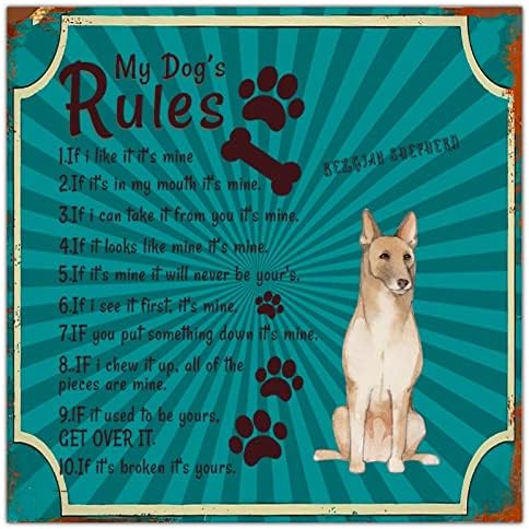מצחיק מתכת כלב סימן שלט שלי כלב של כללים כפרי לחיות מחמד דלת קולב עם כלב ציטוט נוסטלגי מתכת