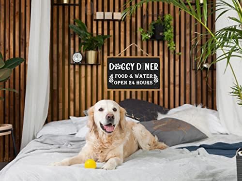 סגנון קאנטרי תפאורה קיר מצחיק כלב כלב אוכל עץ שלטי עץ כפרי תלויים קיר לוח כלבים שלט אוכל 11 ''