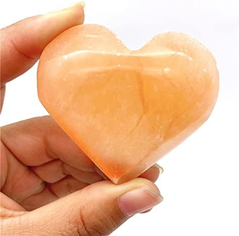 Binnanfang AC216 1PC כתום טבעי SELENITE בצורת לב בצורת גבס מגולף אבן ריפוי קריסטל לקישוט אבנים טבעיות ומינרלים
