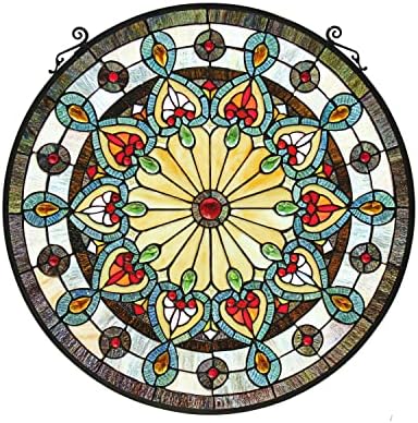 תאורת קלואי הלנה טיפאני ויקטוריאנית 23.5 לוח חלון זכוכית ויטראז ', רב צבעוני