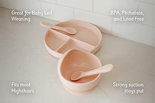 צלחות יניקה לתינוקות וקערות עם כפות-חינם סיליקון באיכות מזון-מיקרוגל ומדיח כלים צלחת יניקה לתינוק,