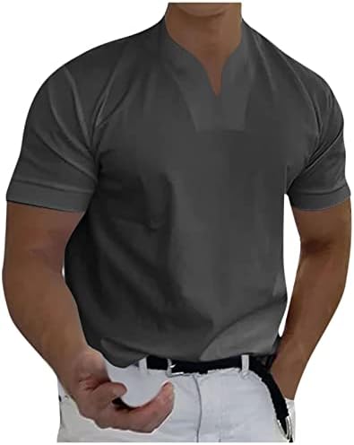 גברים של חולצות גברים מקרית מוצק צבע עם צווארון אדון של עסקים קצר שרוול כושר חולצה חולצות