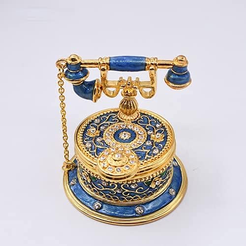 צורת הטלפון מעצבת אופנה צבעי אמייל זהב יצירתי צבע מתנה קטנה משובצת עם קישוט שולחן טלפון יהלום