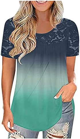 חולצות כיכר צוואר חולצות לנשים אופנה טרנדי מקרית קיץ בתוספת גודל שרוולים קל משקל מודפס